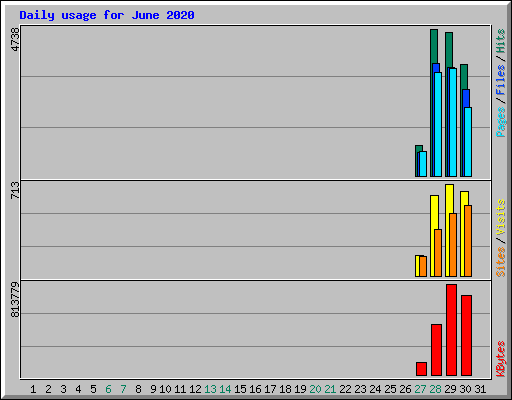 Daily usage for June 2020